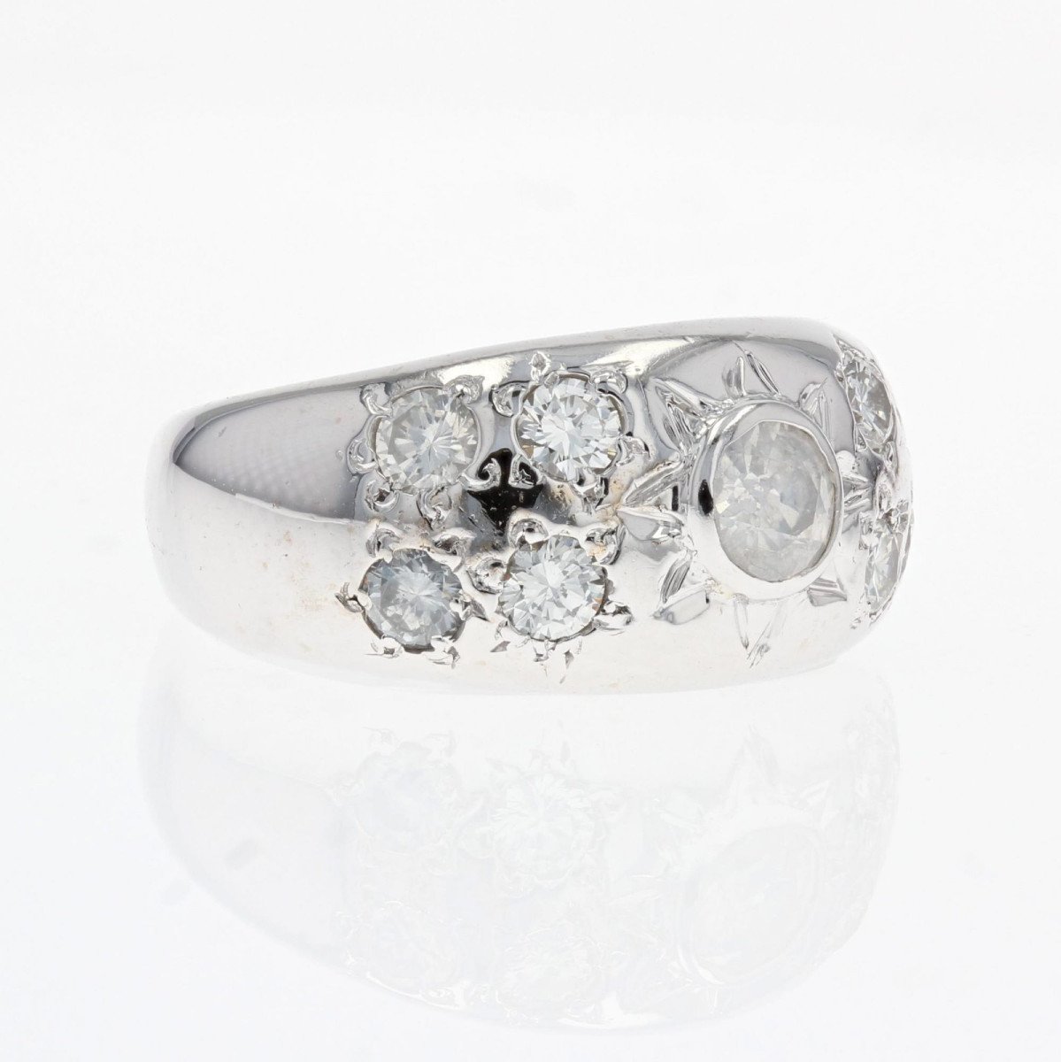 White Gold Diamond Bangle Ring-photo-6