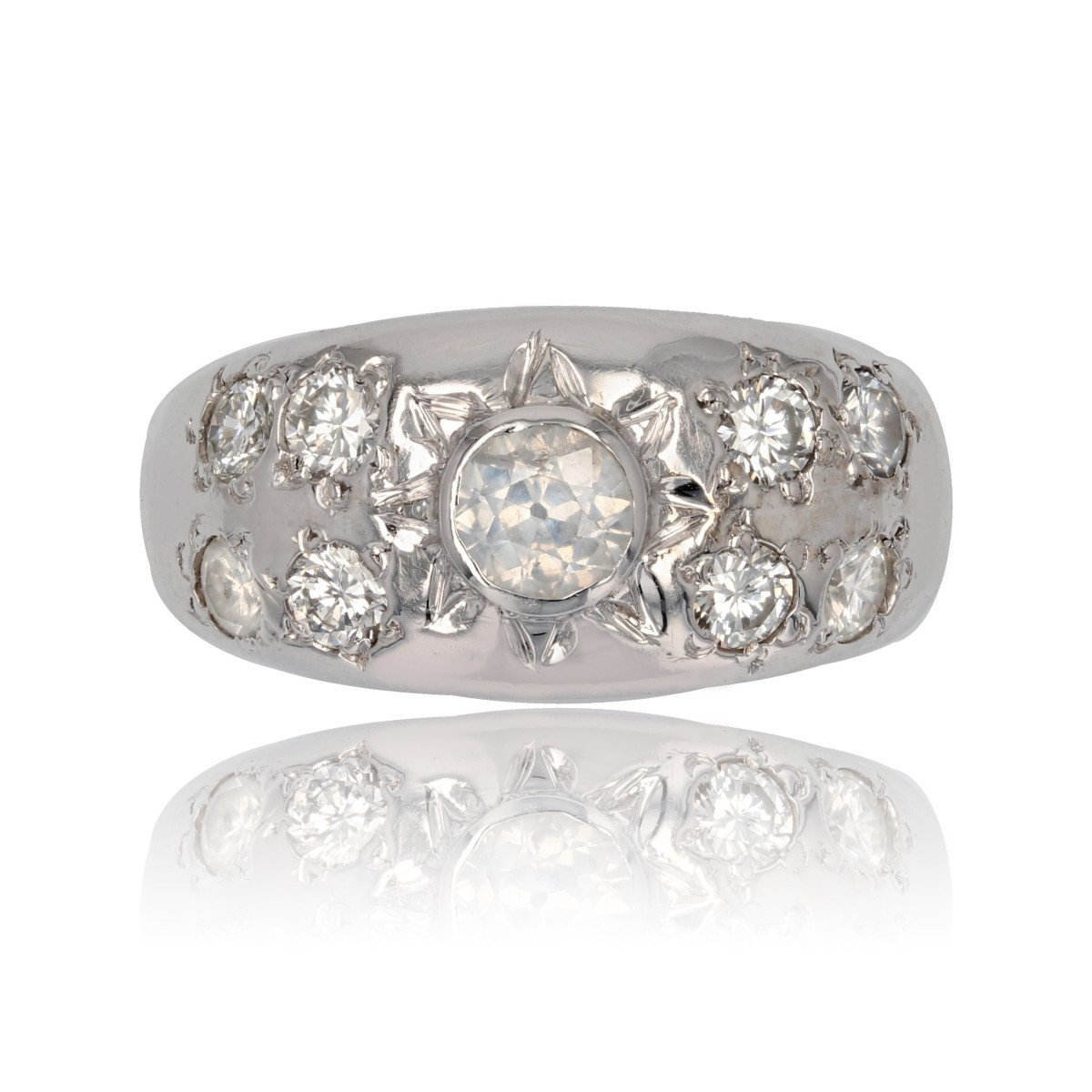Bague Jonc Diamants Or Blanc