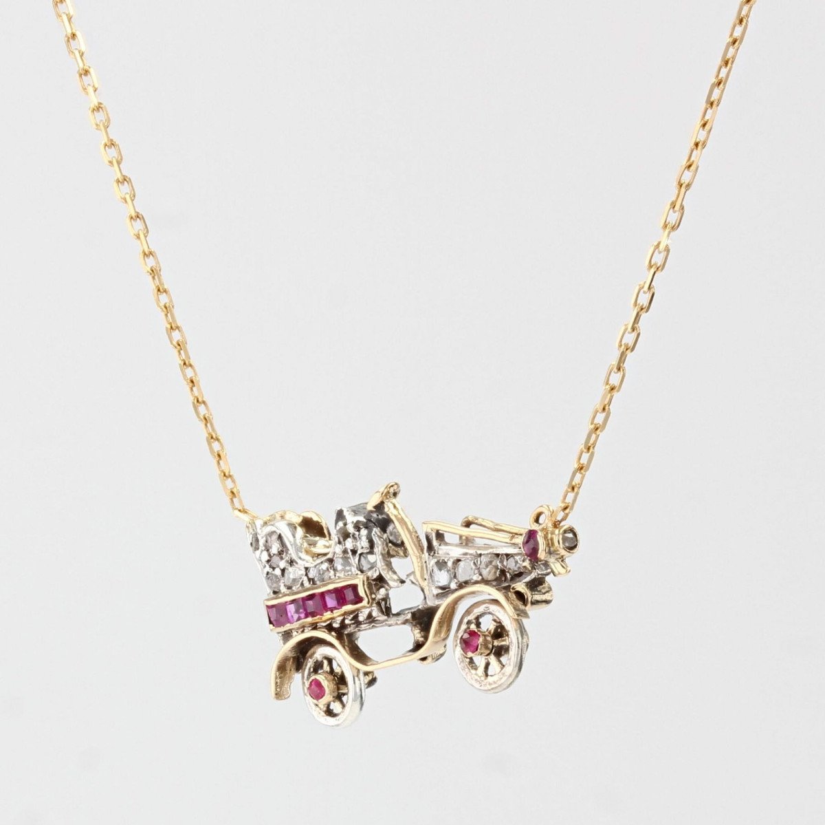 Old Car Necklace In Diamonds And Rubies-photo-4