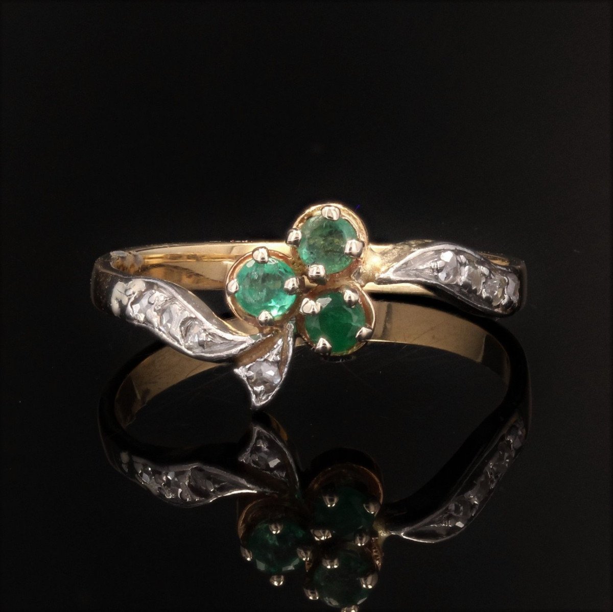 Old Emerald Clover Ring-photo-3