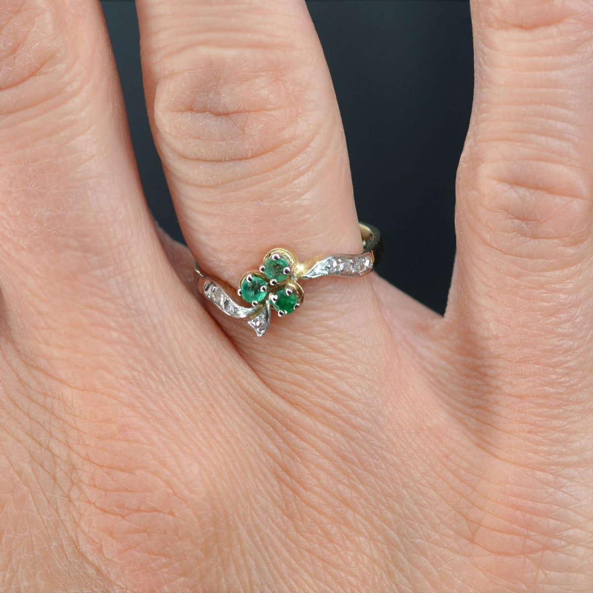 Old Emerald Clover Ring-photo-2