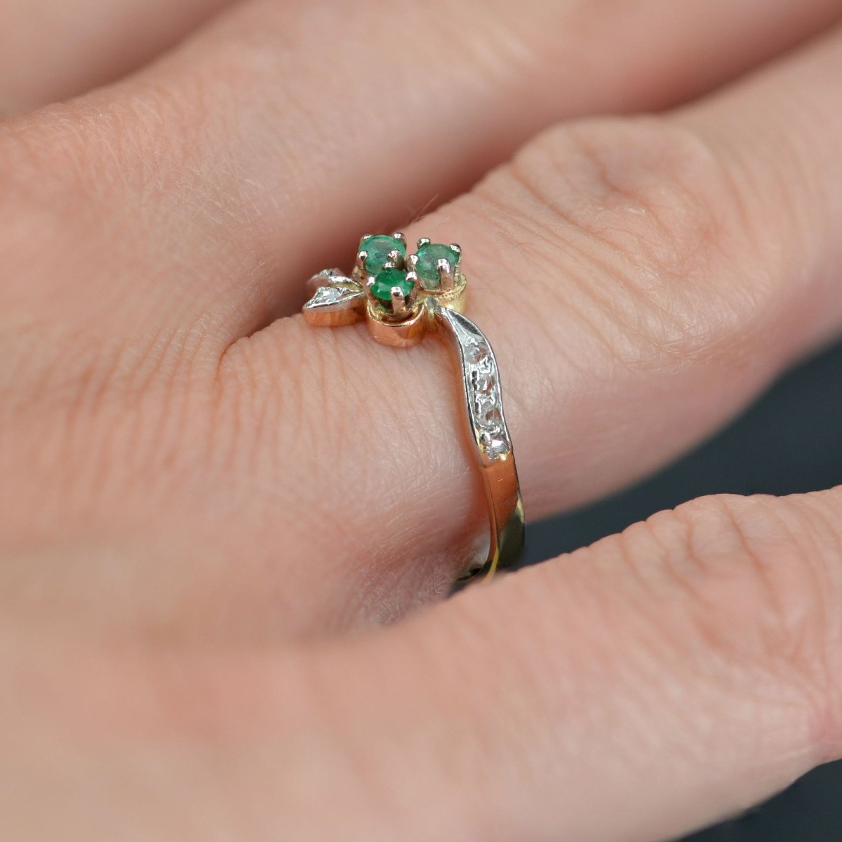 Old Emerald Clover Ring-photo-6