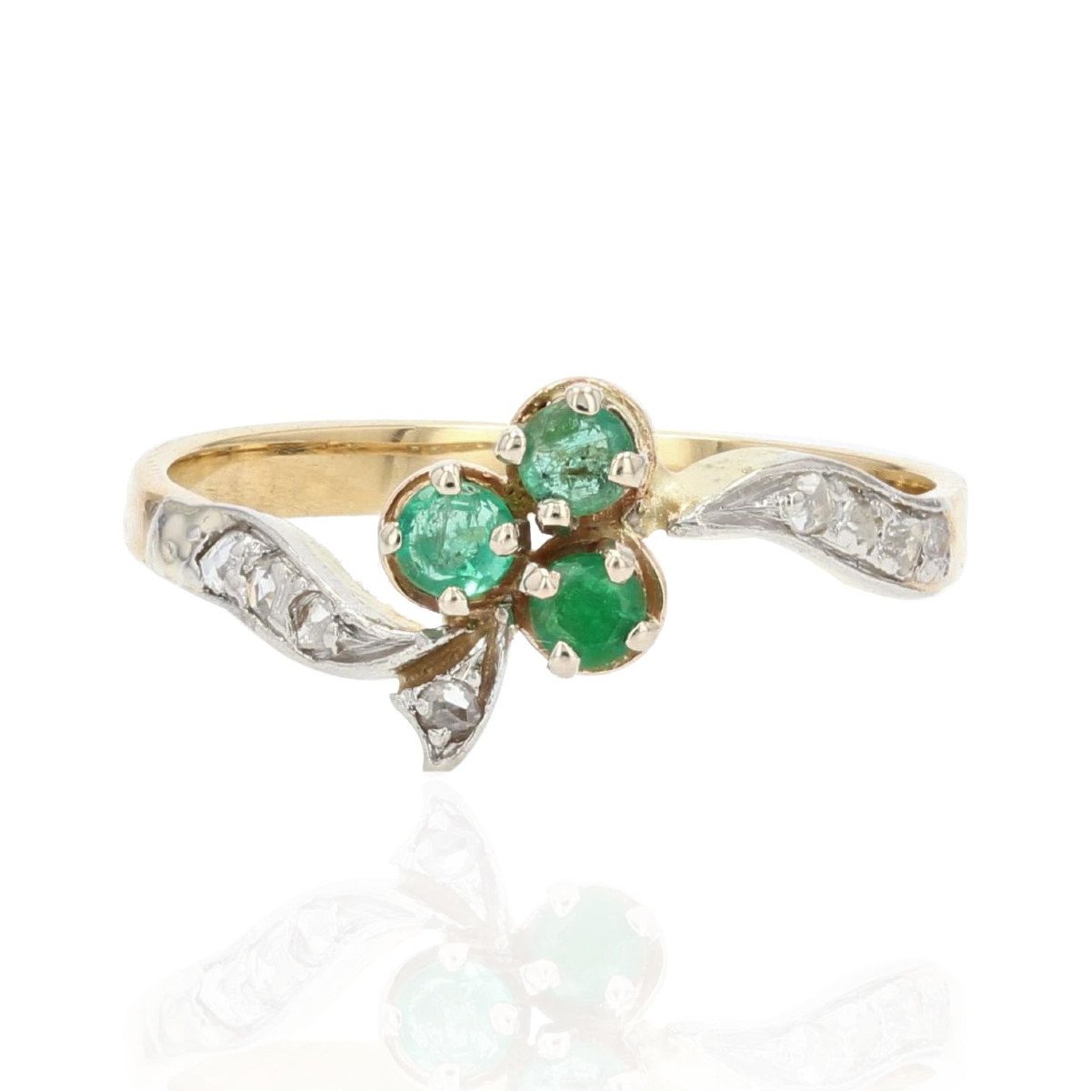 Old Emerald Clover Ring