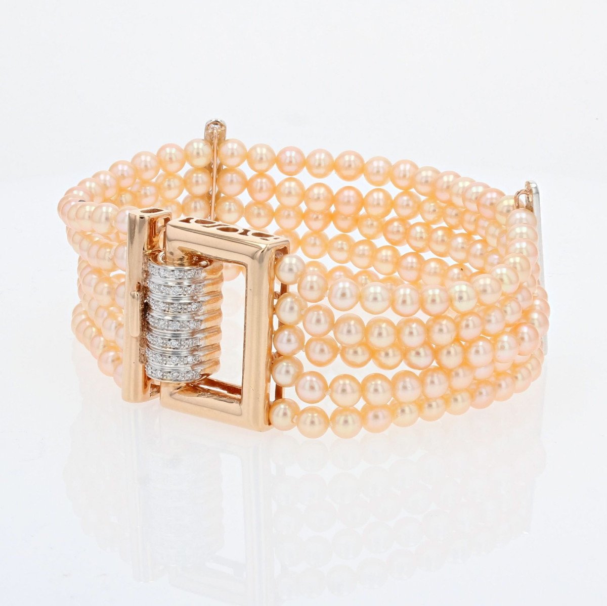 Bracelet With Pink Cultured Pearls, Diamonds And Rose Gold-photo-3