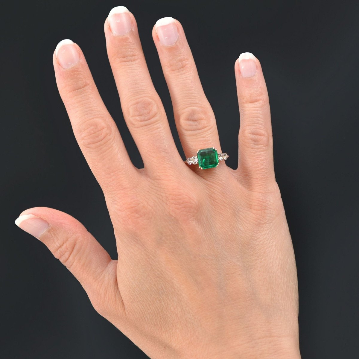 Emerald Ring And Rose Gold Diamonds-photo-2