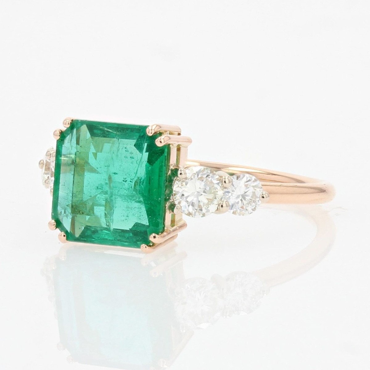Emerald Ring And Rose Gold Diamonds-photo-3