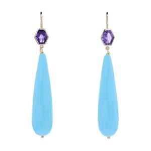 Amethyst And Turquoise Dangling Earrings