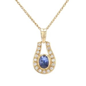 Yellow Gold Sapphire Diamond Necklace