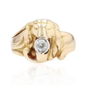 Old Lion Ring In Gold And Its Diamond