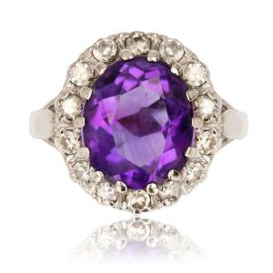 Amethyst Diamond Ring