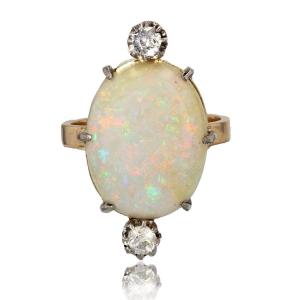 Old Opal Ring And Its 2 Diamonds