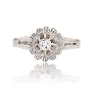 Solitaire White Diamond Ring