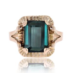 Indigolite Tourmaline Retro Ring In Gold