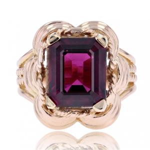 Bague Grenat Rhodolite Et Or Vintage