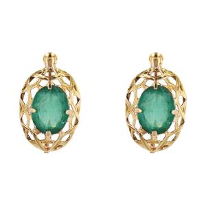 Antique Emerald And Gold Earrings