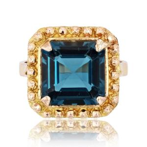 London Blue Topaz And Gold Retro Ring