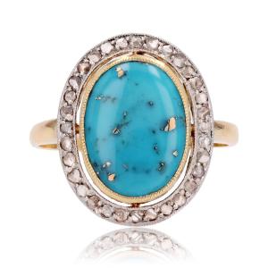 Old Diamond And Turquoise Ring