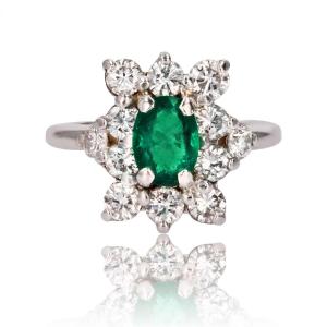 Vintage Diamond Emerald Ring