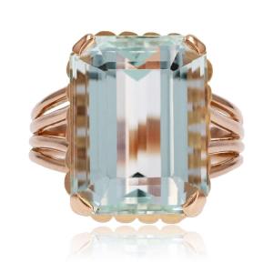 Bague Aigue-marine Et Or Rose