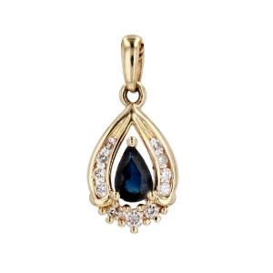 Yellow Gold Sapphire Diamond Pendant