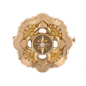 Broche De Col Or Jaune Perle