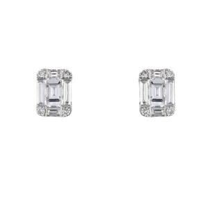 Boucles d'Oreilles Diamants Baguettes