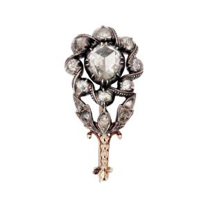 Old Diamond Flower Brooch