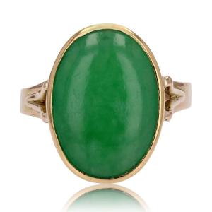 Vintage Jade Ring In Gold