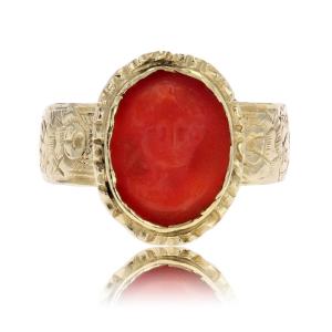 Old Coral Cameo Ring