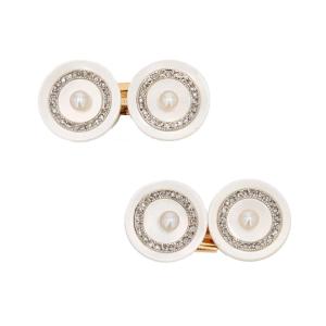 Old Mother-of-pearl And Diamond Cufflinks