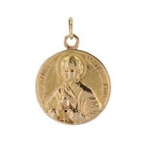 Saint Bernadette Medal Yellow Gold