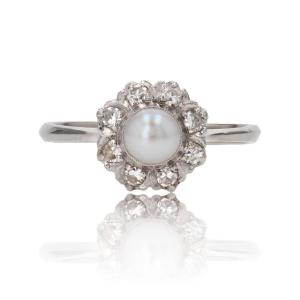 Bague Marguerite Perle Et Diamants