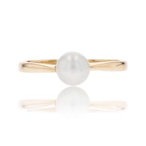 Gold Cultured Pearl Solitaire Ring