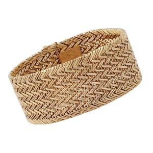 Twill Mesh Yellow Gold Bracelet