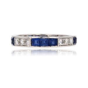 Old Wedding Ring In Platinum Calibrated Sapphires Diamonds