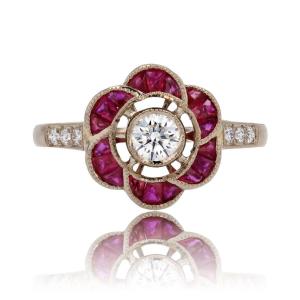 Art Deco Style Ruby Diamond Ring