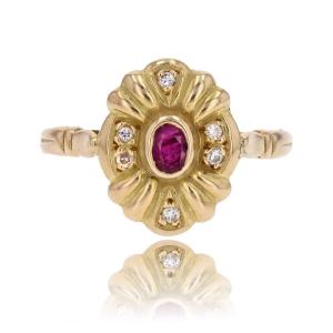 Used Yellow Gold Ruby Diamond Ring
