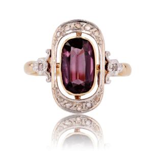 Antique Purple Spinel And Diamond Ring