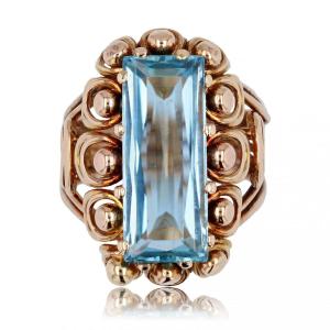 Vintage Aquamarine And Rose Gold Ring