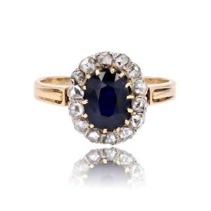 Antique Marguerite Sapphire Diamond Ring