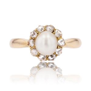 Antique Marguerite Fine Pearl And Diamond Ring