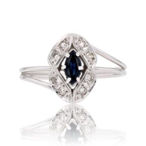 Used White Gold Sapphire Diamond Ring