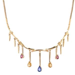 Gold Necklace And Its Colored Sapphires