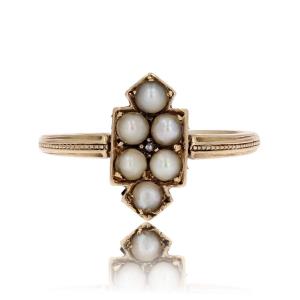 Old Crest Ring And Fine Pearls