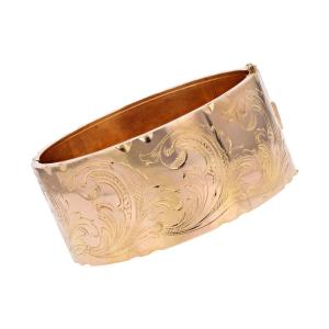 Large Chiseled Rose Gold Bangle Bracelet