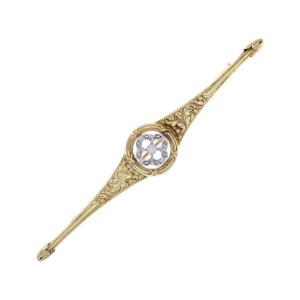 Antique Fine Pearl And Diamond Barrette Brooch