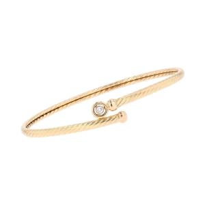 Bracelet jonc or jaune torsadé et diamant