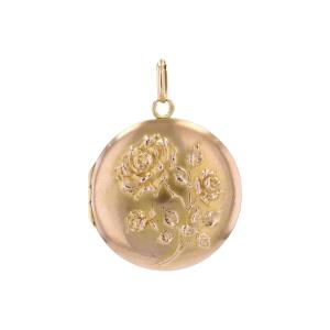 Médaillon en or ancien à la rose