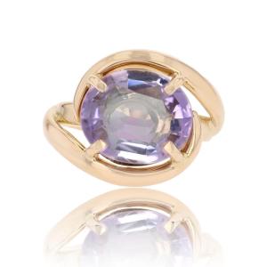 Yellow Gold Amethyst Swirl Ring