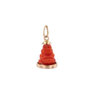 Coral And Gold Buddha Charm